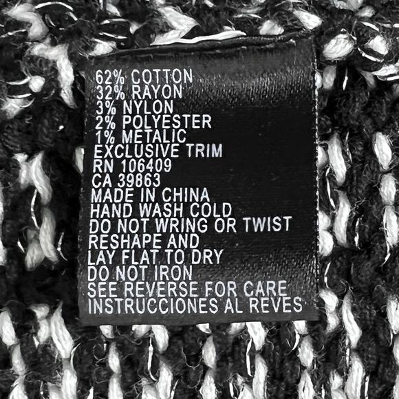 Alex Marie Cardigan Sweater Womans L Black White Faux Pearls Hook Front Elegant - Picture 8 of 10